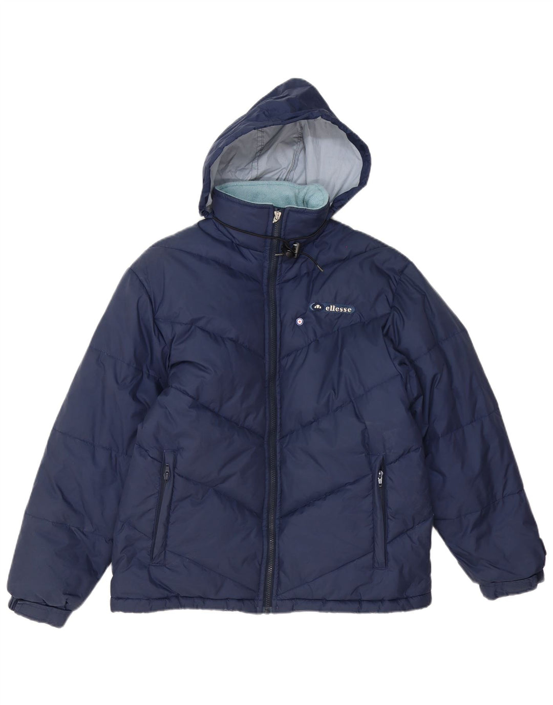 Ellesse Womens Hooded Wattierte Jacke UK 12 Medium Marineblau Polyester