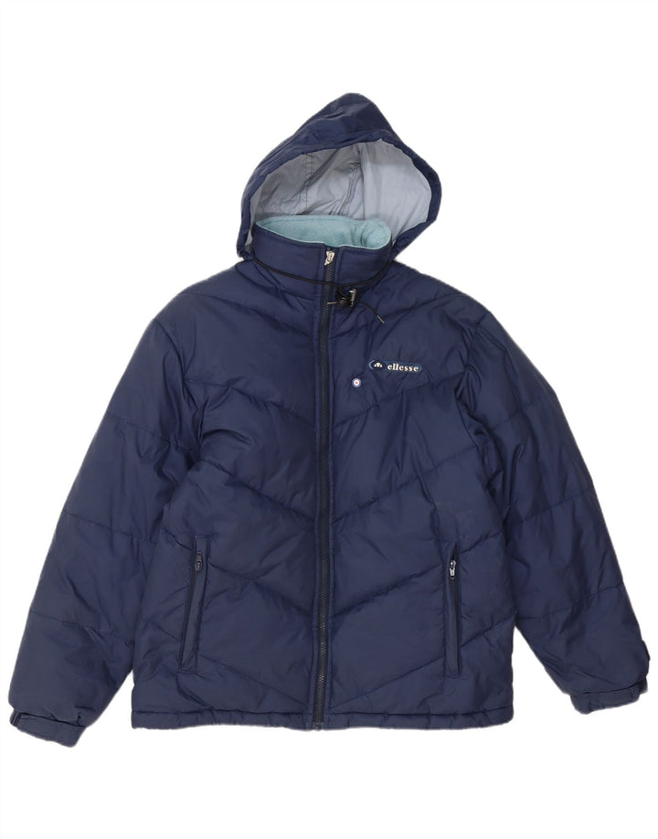 Ellesse Womens Hooded Wattierte Jacke UK 12 Medium Marineblau Polyester