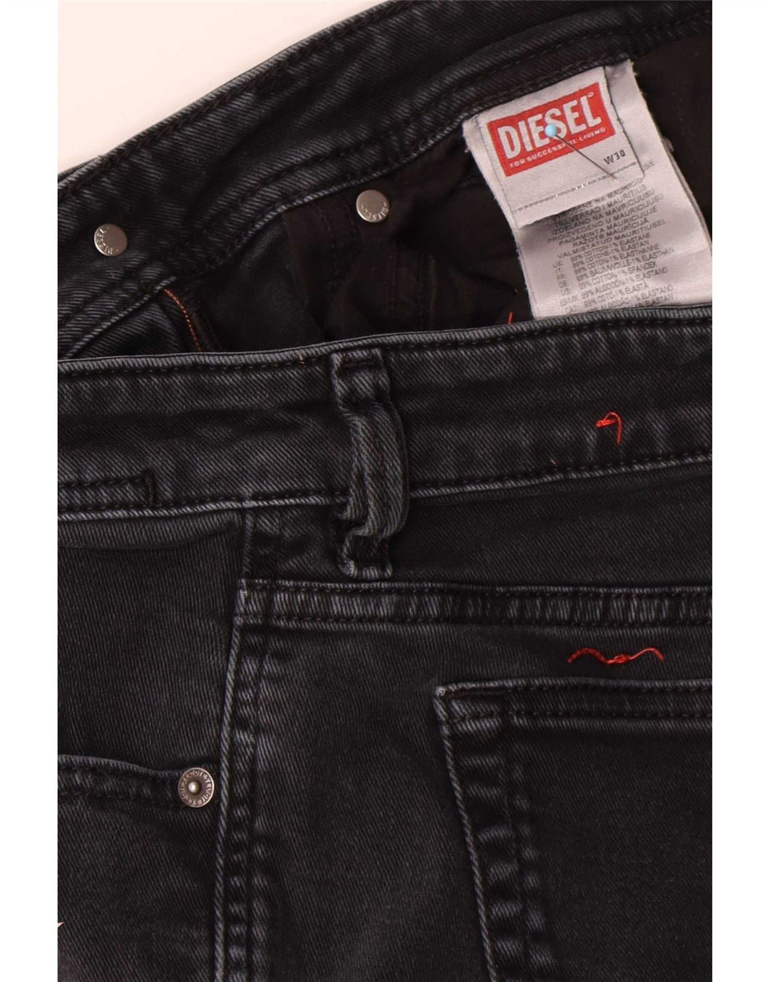 Diesel Damen Slim Jeans W30 L29 Schwarze Baumwolle