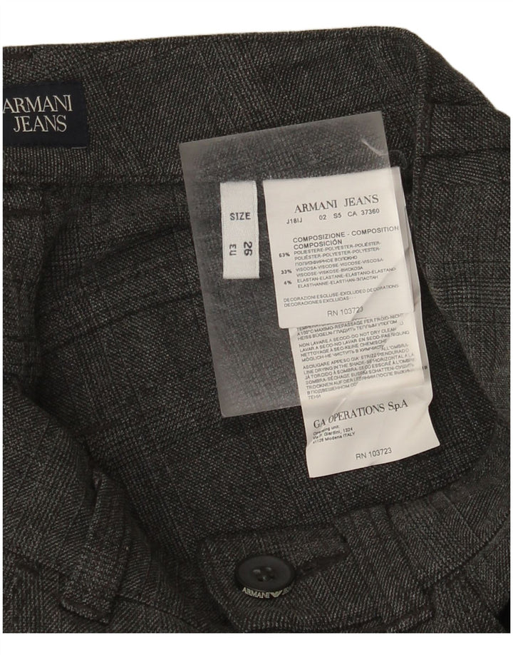 Armani Damen Slim Freizeithose W26 L28 Grau kariertes Polyester