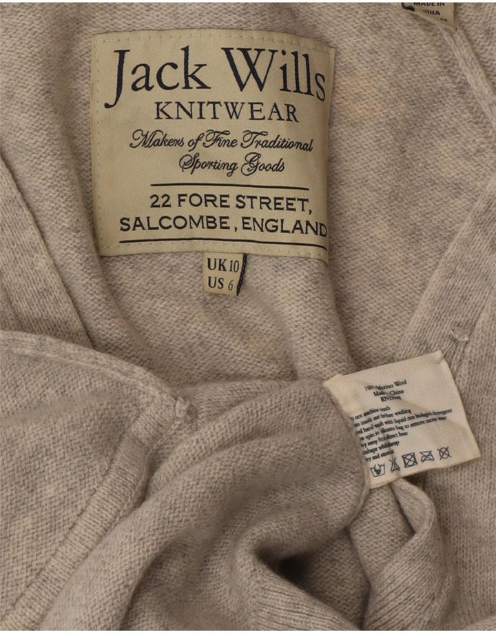Jack Wills Damen-Cardigan-Pullover UK 10 Small Graue Wolle