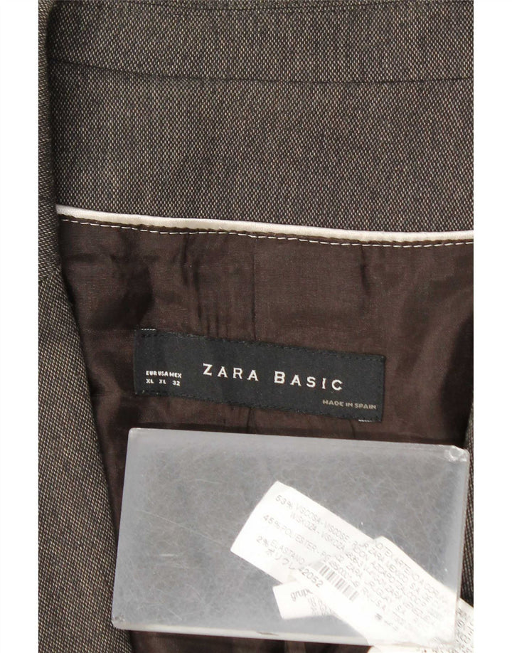 Zara Damen 1-Knopf-Blazerjacke UK 18 XL Graue Viskose