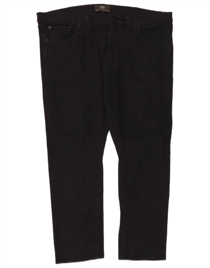 Marks & Spencer Slim-Jeans für Herren, W42, L29, schwarze Baumwolle