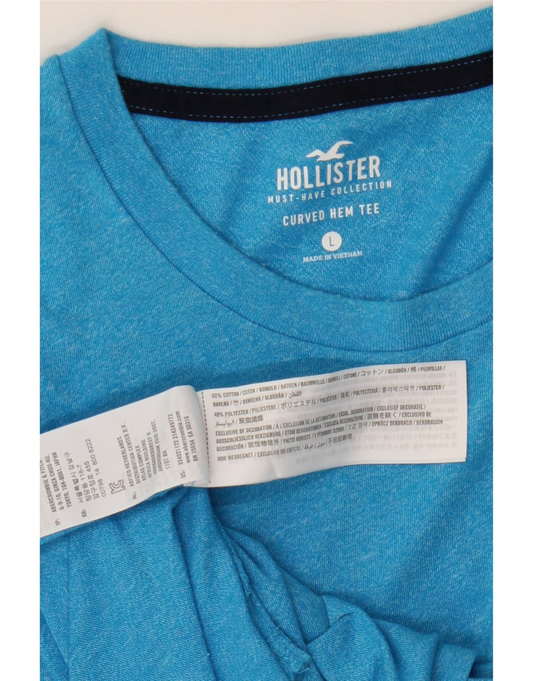 Hollister Herren T-Shirt Top Large Blau Baumwolle