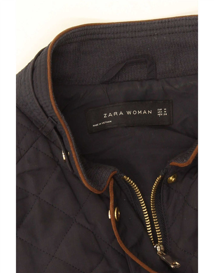 Zara Damen Steppjacke UK 12 Medium Schwarz
