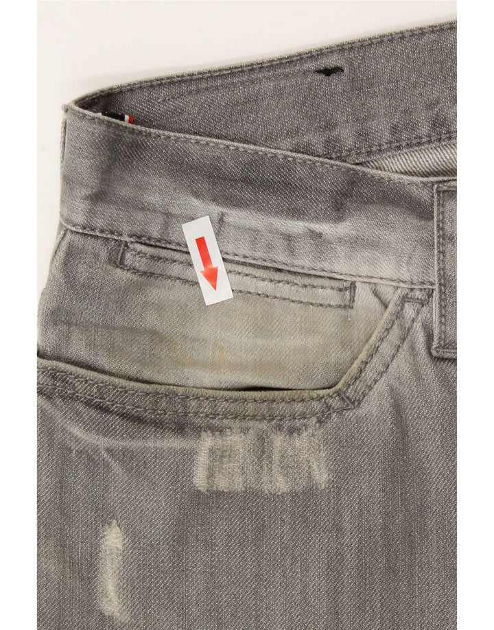 Armani Herren Distressed Straight Jeans W32 L29 Graue Baumwolle