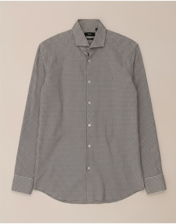 Hugo Boss Herren Slim Fit Hemd Größe 38 15 Mittelweiß kariert