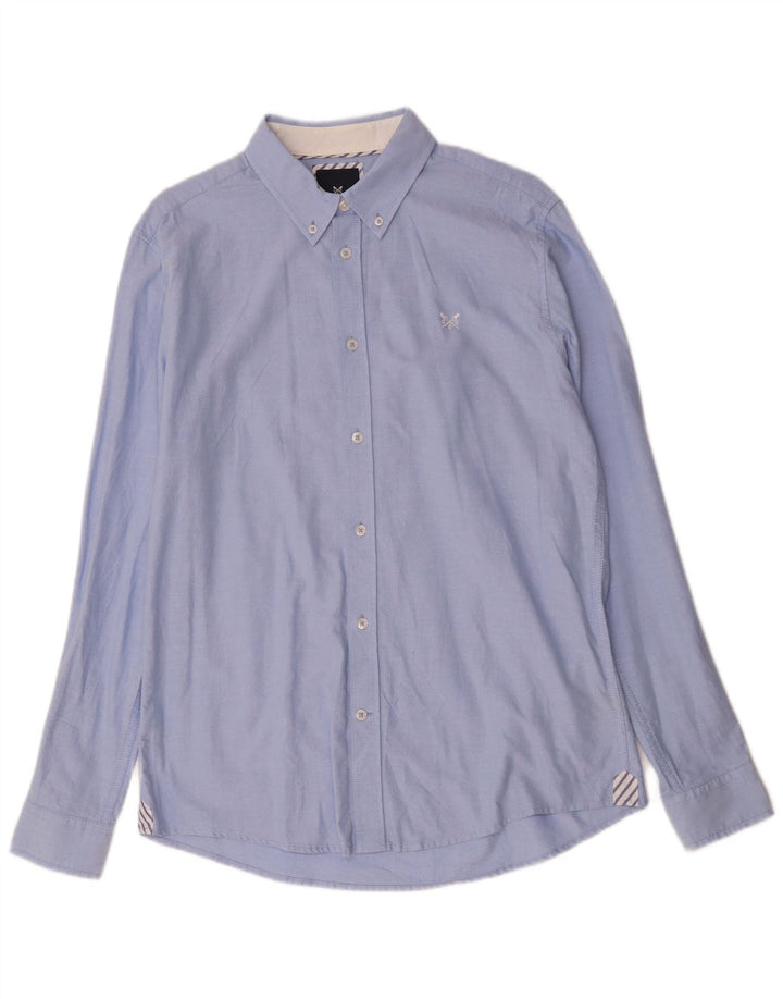 Crew Clothing Herren-Slim-Fit-Hemd aus mittelblauer Baumwolle