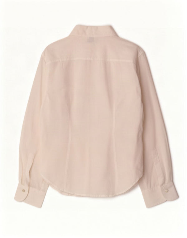 Armani Collezioni Damen Durchsichtige Hemdbluse IT 46 Large White Ramie