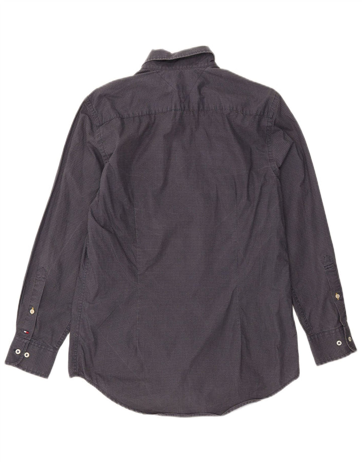 TOMMY HILFIGER Herren Slim Fit Hemd Mittelblau gepunktete Baumwolle