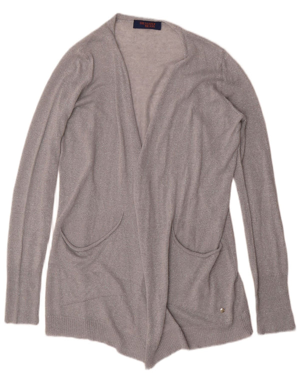 Trussardi Jeans Damen-Strickjacke in Übergröße, Gr. 6, XS, Silber meliert