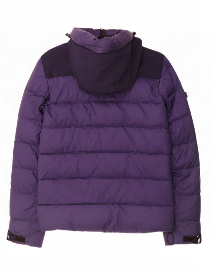 Wattierte Vintage-Herrenjacke mit Kapuze, UK-Größe 38, mittleres Marineblau, Farbblock