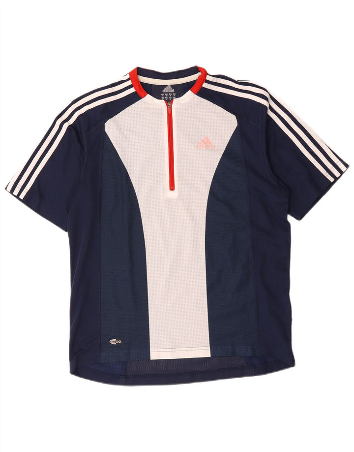 Adidas Herren Climacool T-Shirt mit Reißverschluss, mittelgroß, Marineblau, Farbblock