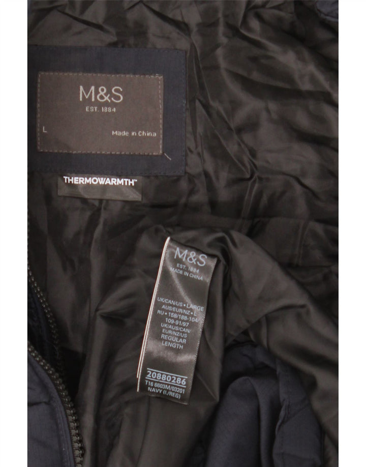 Marks & Spencer Herren Wattierte Jacke UK 40 Large Marineblau Polyester