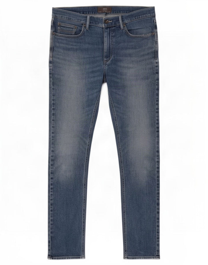Marks & Spencer Herren Slim Jeans W34 L33 Blaue Baumwolle