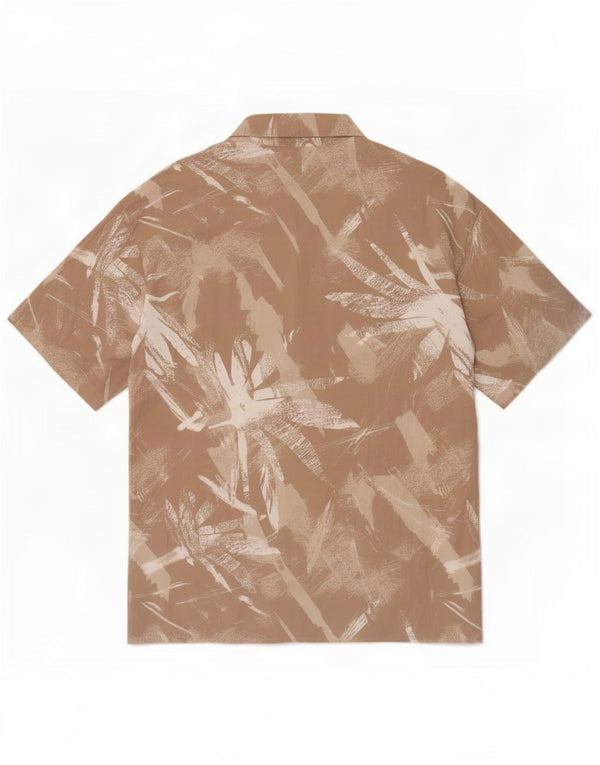 Jack & Jones Mens Abstract Pattern Short Sleeve Shirt Medium Beige Viscose