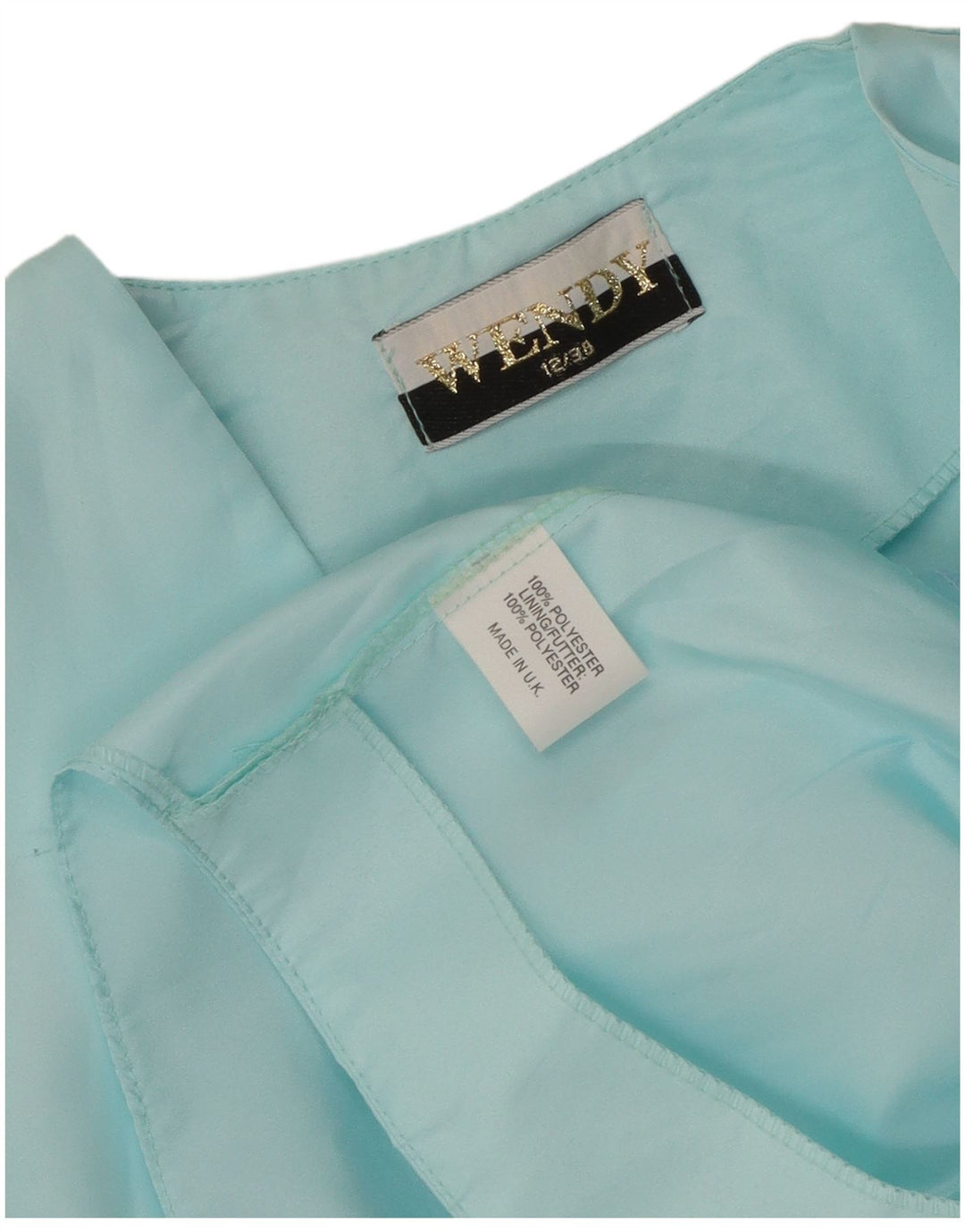 Vintage Damen Bolero Top UK 12 Mittelblaues Polyester