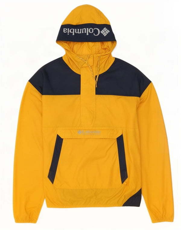 Columbia Mens Hooded Pullover Rain Jacket UK 42 XL Yellow Colourblock