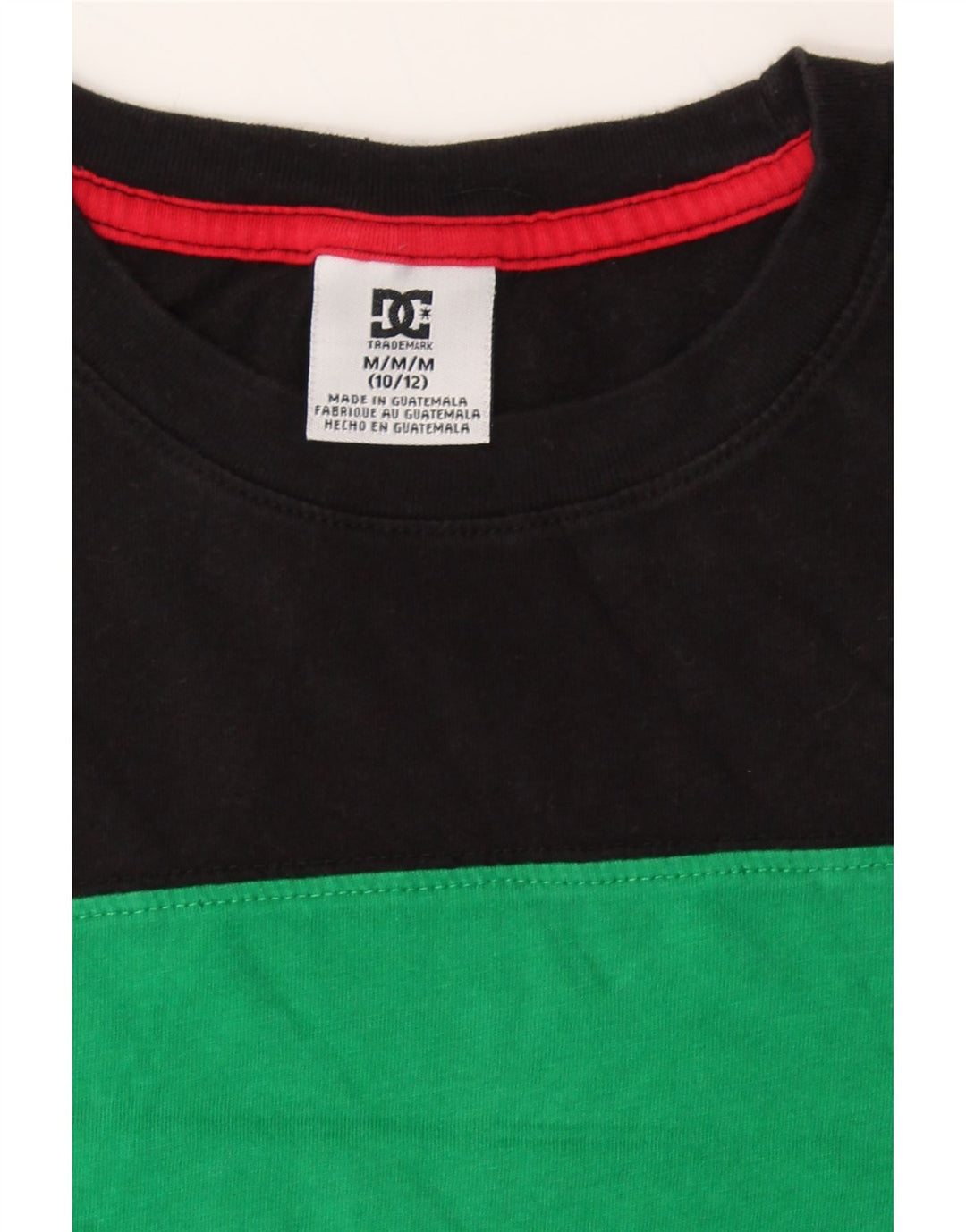 DC Boys T-Shirt Top 10-11 Years Medium Black Colourblock Cotton Vintage DC and Second-Hand DC from Messina Hembry 