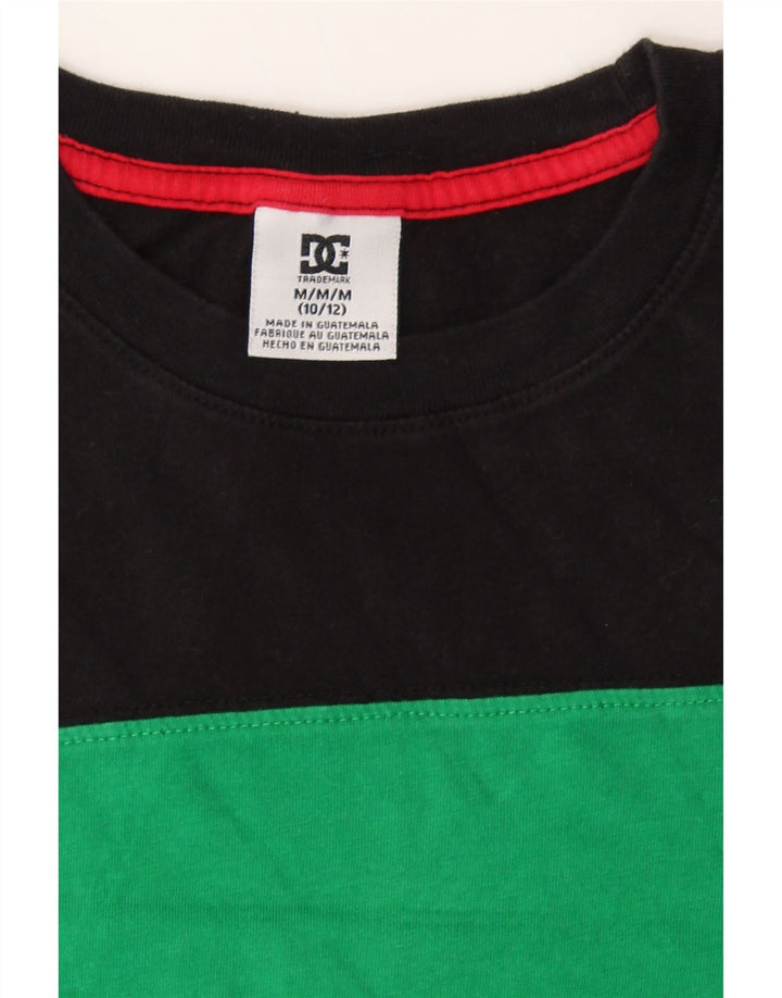 DC Boys T-Shirt Top 10-11 Years Medium Black Colourblock Cotton Vintage DC and Second-Hand DC from Messina Hembry 