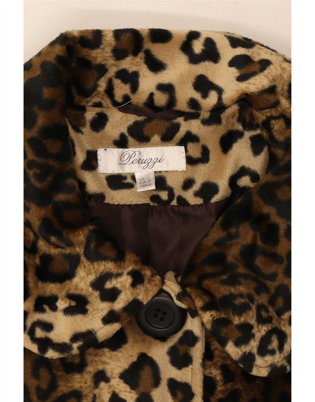Peruzzi Damen-Kunstpelzjacke, Größe 44, braun, Polyester mit Tiermuster