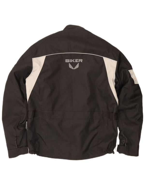 Biker-Herren-Biker-Racer-Jacke, Größe 50, Mittelschwarz, Colourblock-Polyester