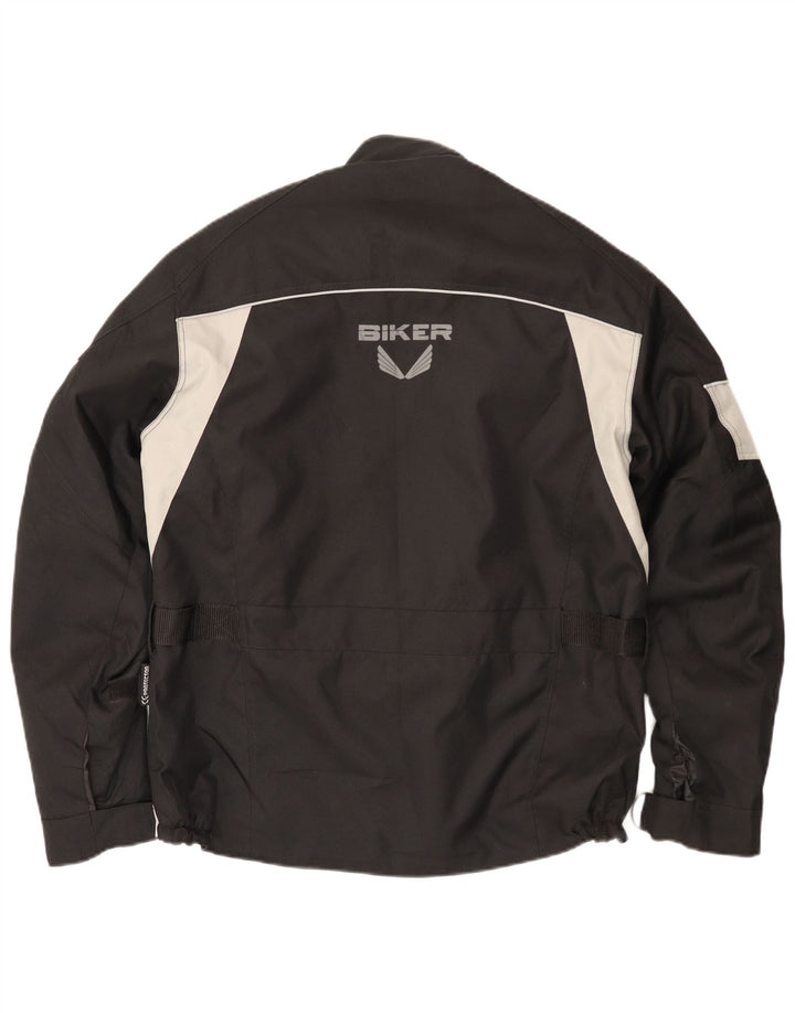 Biker-Herren-Biker-Racer-Jacke, Größe 50, Mittelschwarz, Colourblock-Polyester
