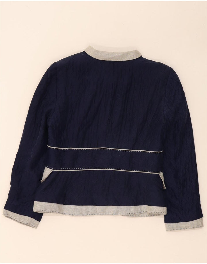 Zara Damen-Blazerjacke mit 3 Knöpfen, UK 14, mittleres Marineblau, Farbblock