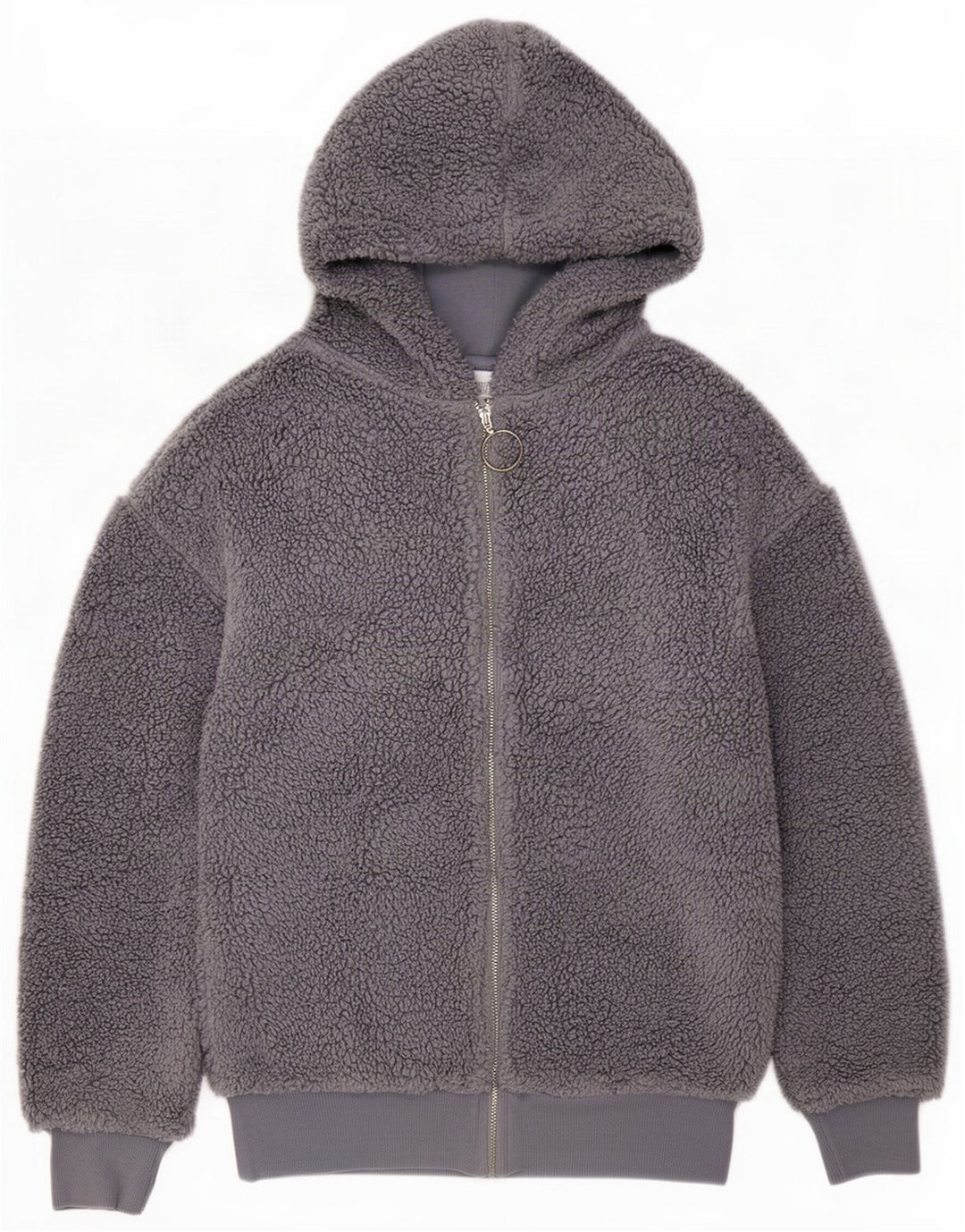 Topshop Damen Kapuzen-Fleecejacke UK 8 Small Grey Polyester