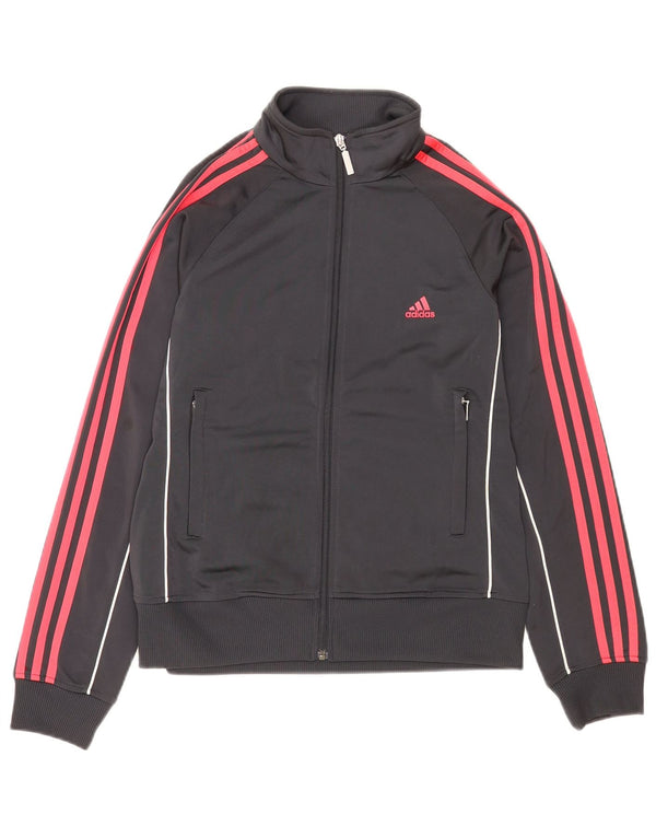 Adidas Damen Trainingsanzug Top Jacke UK 16 Large Grau Polyester