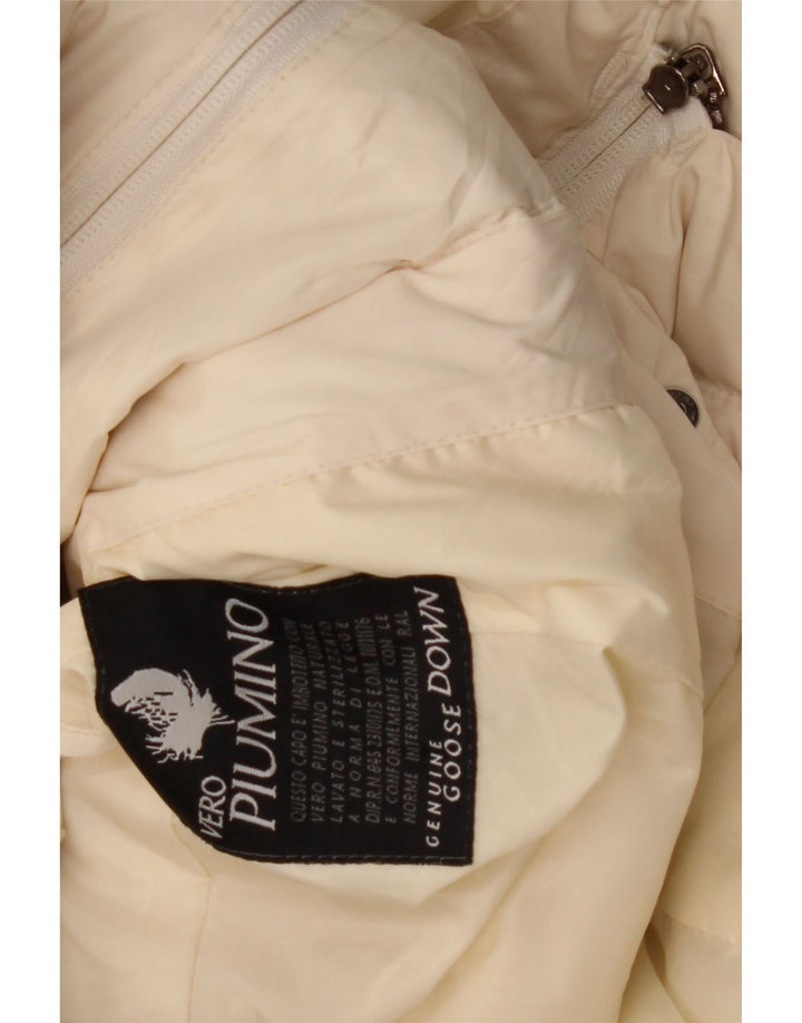 Gepolsterter Vintage-Damenmantel mit Kapuze IT 44 Mittelweißes Polyester