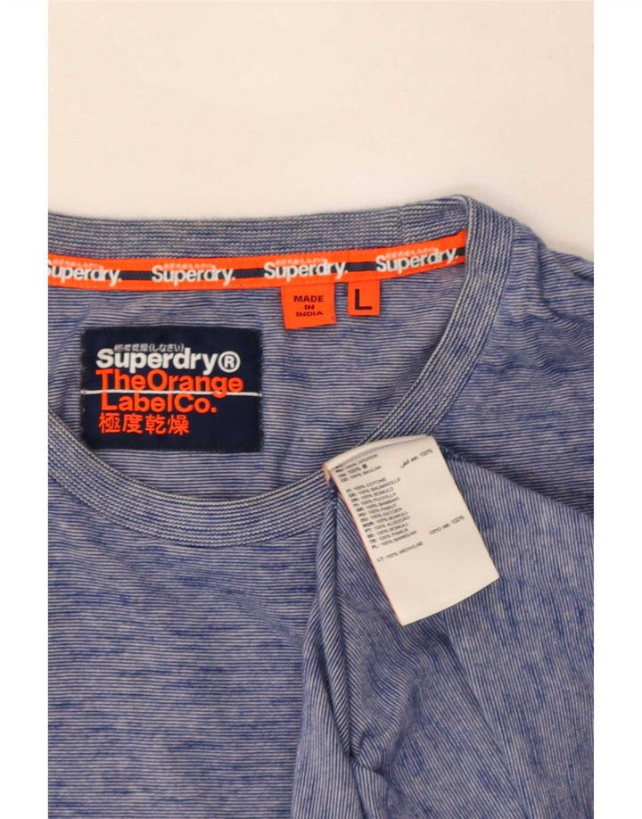Superdry Herren-T-Shirt-Oberteil, groß, blau gefleckte Baumwolle