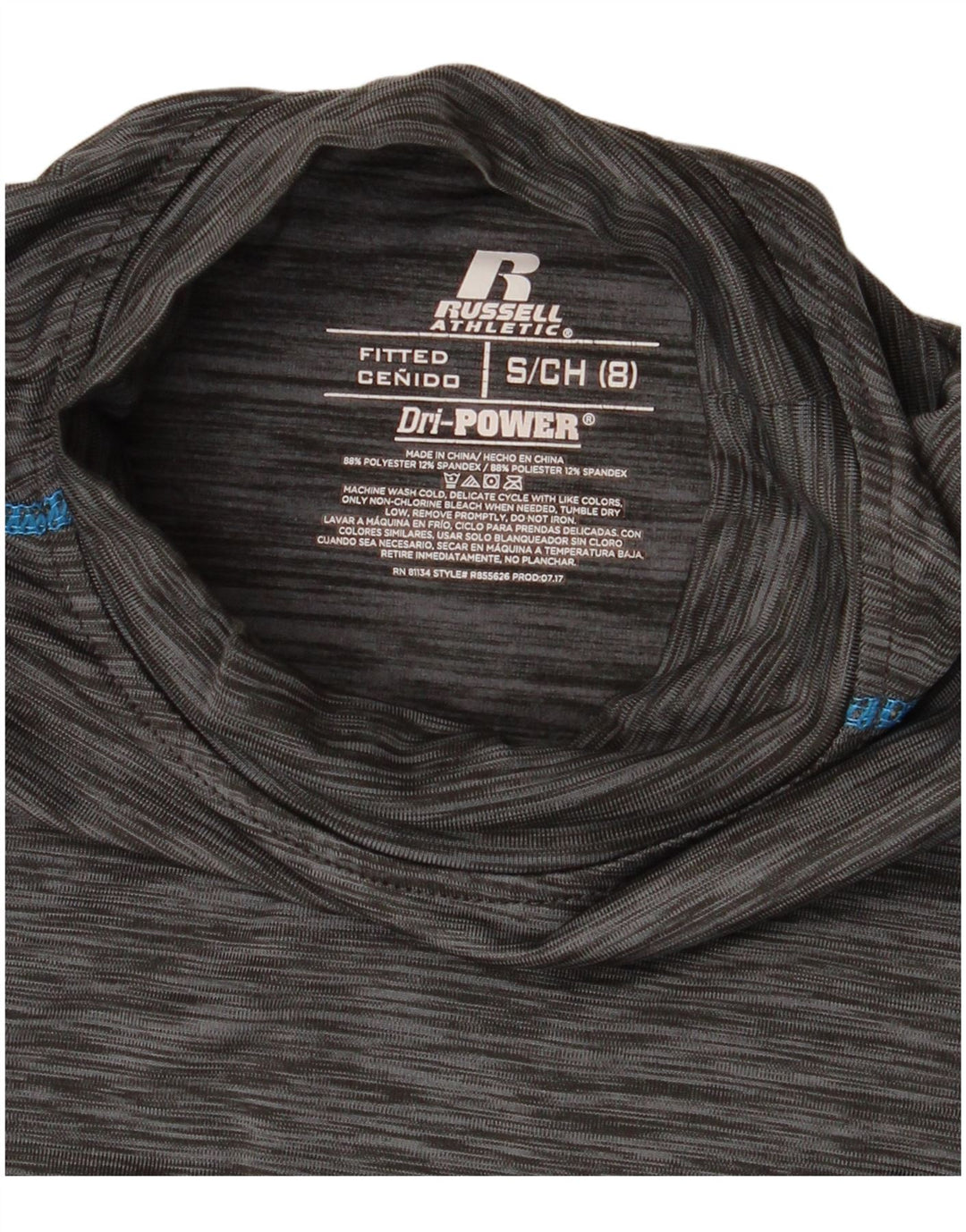 Russell Athletic Jungen-Oberteil, langärmlig, 7–8 Jahre, Größe S, Grau meliert
