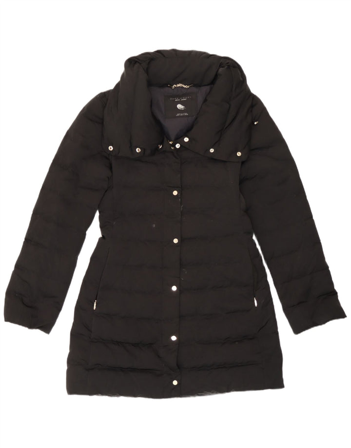 Zara Damen Wattierte Jacke UK 10 Small Schwarz Nylon
