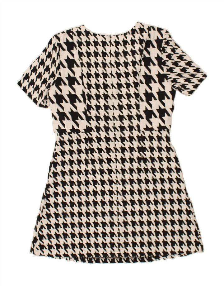 OASIS Womens A-Line Dress UK 12 Medium White Houndstooth Cotton Vintage Oasis and Second-Hand Oasis from Messina Hembry 