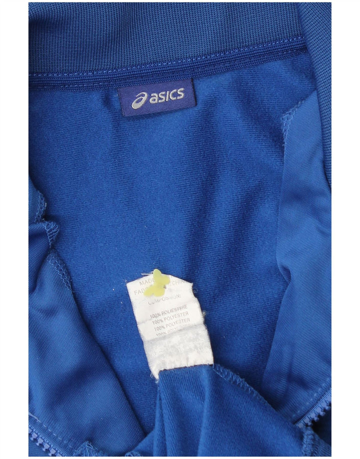 ASICS Boys Tracksuit Top Jacket 11-12 Years Blue Colourblock Polyester