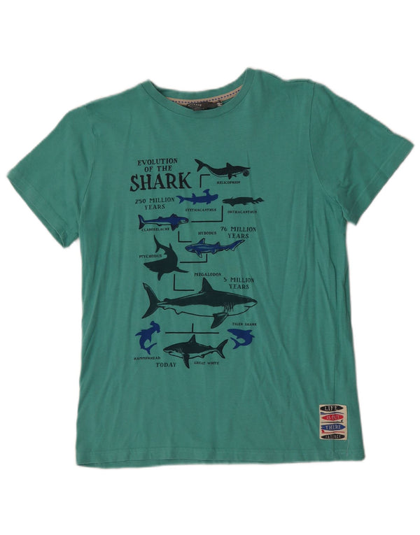 Fat Face Grafik-T-Shirt für Jungen, 12–13 Jahre, grüne Baumwolle