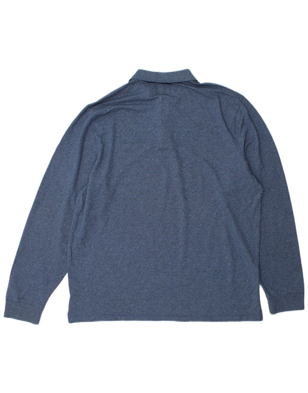 Abercrombie & Fitch Herren-Langarm-Poloshirt 2XL, blaue Baumwolle