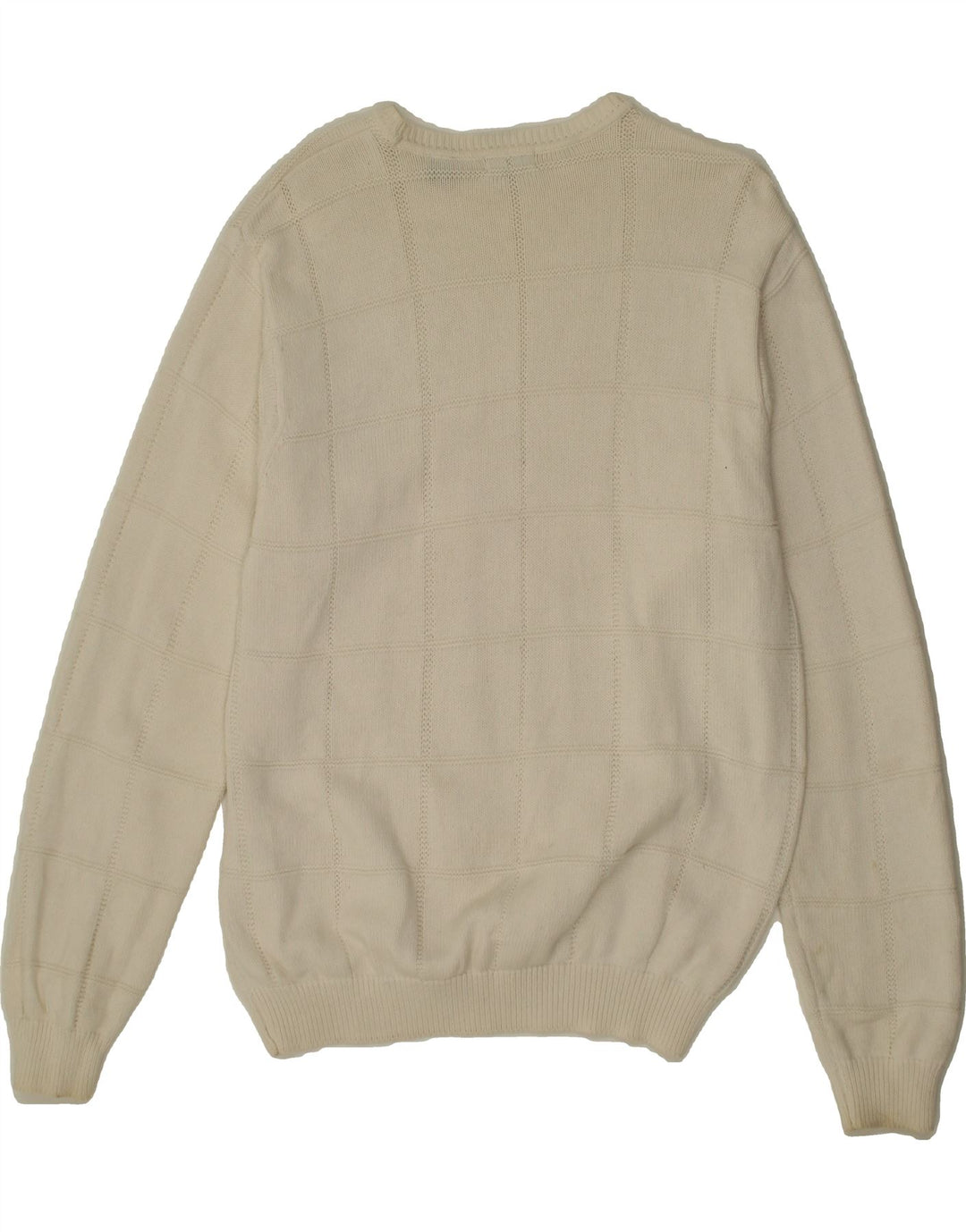 IZOD Mens Boat Neck Jumper Sweater Medium Off White Cotton Vintage Izod and Second-Hand Izod from Messina Hembry 