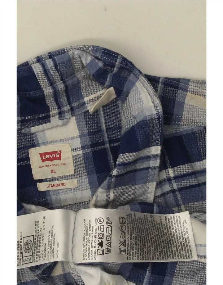Levi's Herren-Standard-Flanellhemd XL, blau kariert, Baumwolle