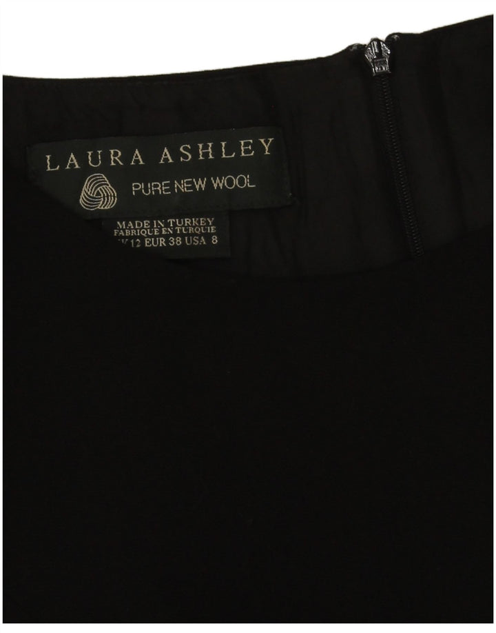 Laura Ashley Damen Etuikleid UK 12 Medium Schwarz Schurwolle
