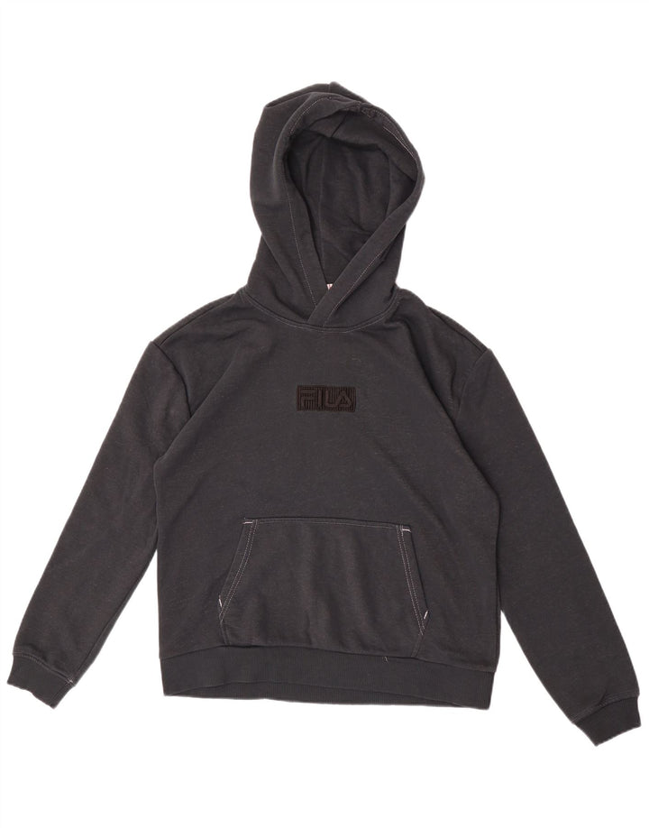Fila Damen Graphic Hoodie Pullover UK 14 Medium Schwarz