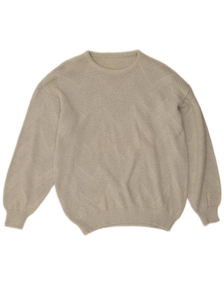 Vintage Herren Pullover mit Rundhalsausschnitt, Größe L, Grau