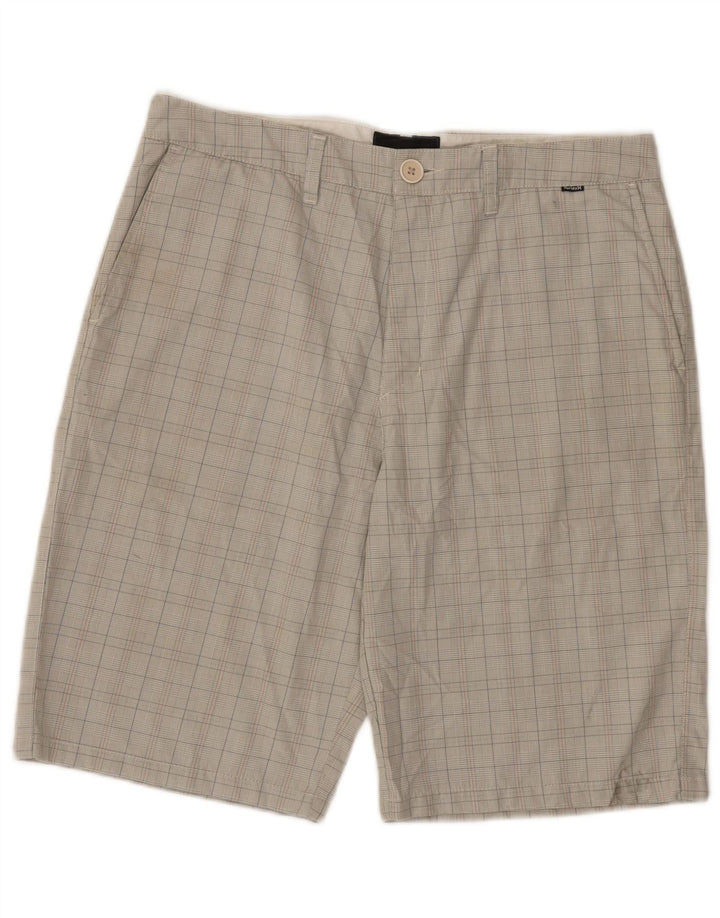Hurley Herren-Chinoshorts W32 Mittelbeigefarbenes Karo-Polyester