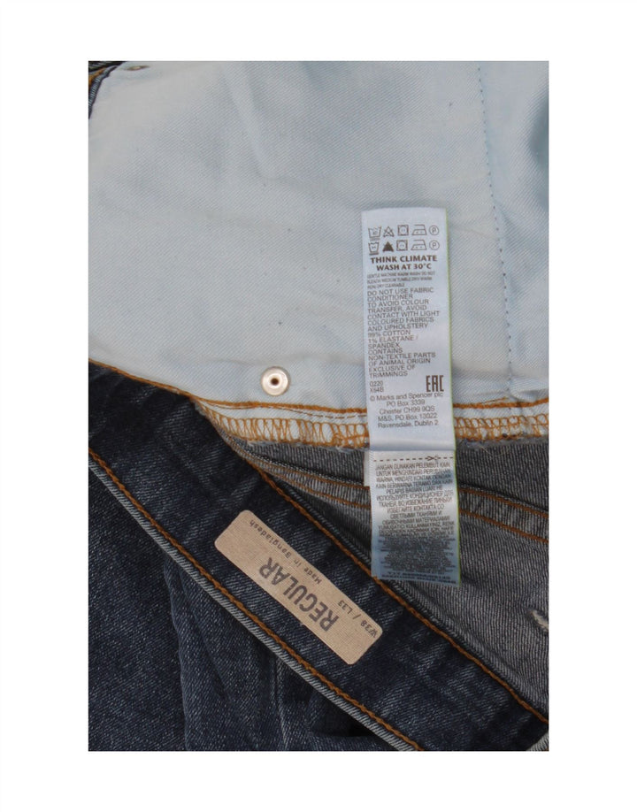 Marks & Spencer Herren Regular Straight Jeans W38 L33 Blau Baumwolle
