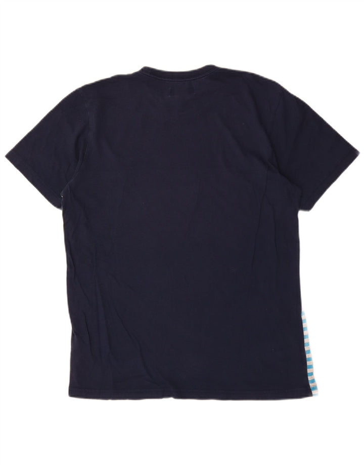 Adidas Herren T-Shirt Top Medium Marineblau gestreift aus Baumwolle