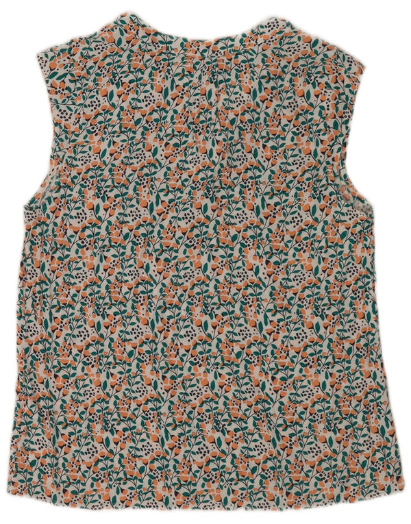 Crew Clothing Ärmelloses Damen-Blusenoberteil, Gr. 40, Größe S, weiße, geblümte Viskose