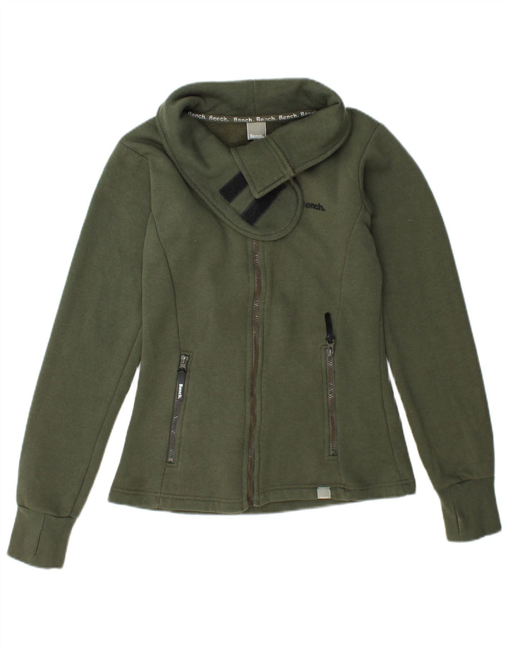 BENCH Damen-Trainingsanzug-Oberteil, Jacke, UK 10, Größe S, Khaki, Baumwolle