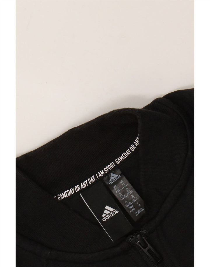 ADIDAS Damen Crop Trainingsanzug Top Jacke UK 4/6 XS Schwarz