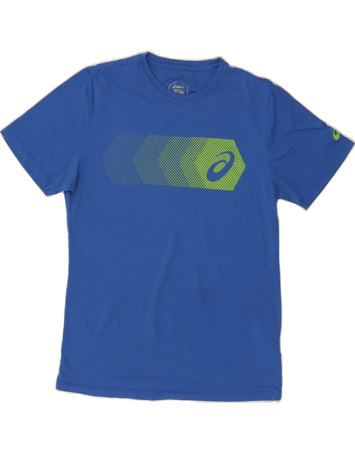 ASICS Mens Graphic T-Shirt Top Small Blue Cotton Vintage Asics and Second-Hand Asics from Messina Hembry 